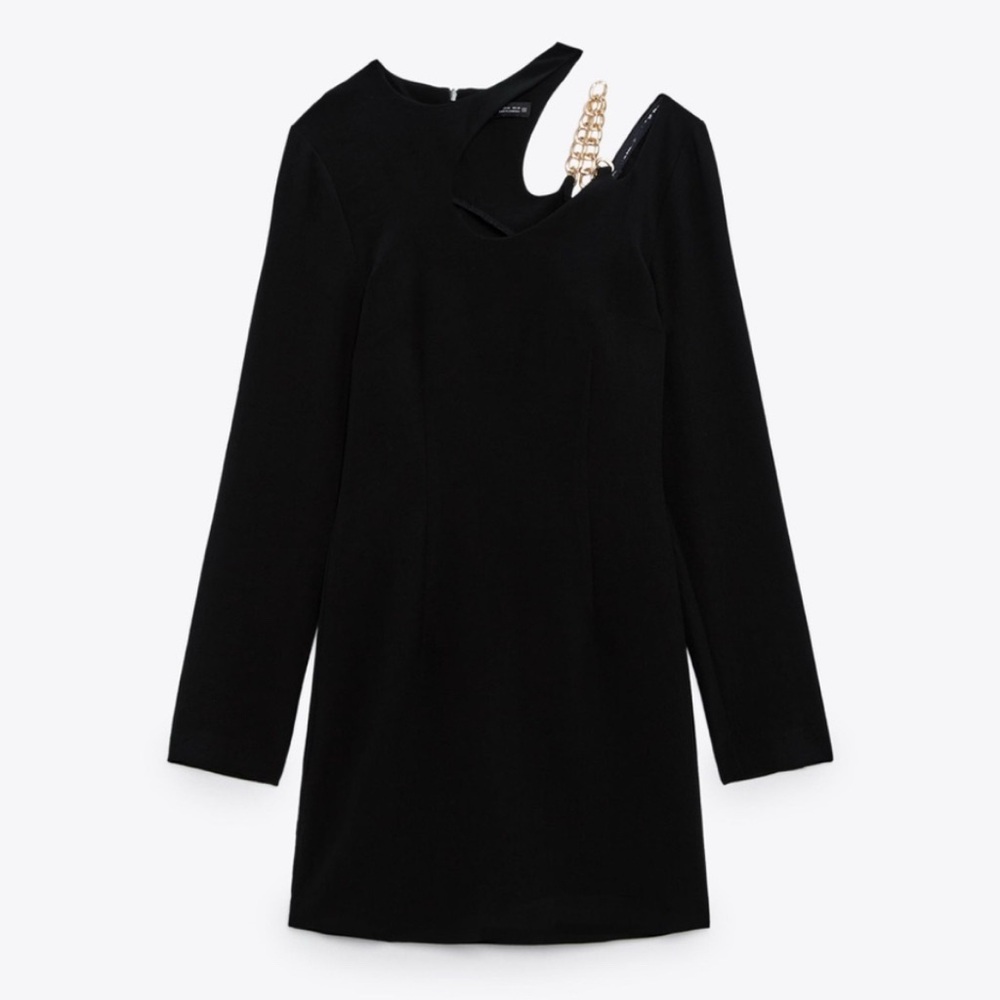 ZARA Mini Cut Out Dress w/ Gold Chain Detail - Picture 4 of 7
